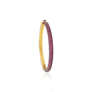 18K Gold 925 Silver Vintage Art Deco Women's Bangle <b>Ruby</b> Art Deco Bangle a touch of refined glamour to any look. - Product Image 3
