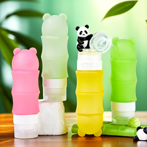 Kelutd Cute Panda Design BPA Free Food Grade Silicone Travel Dispensing Bottle 86ml Dishwasher Safe Flexible Reusable Push-<b>Pull</b> - Product Image 3