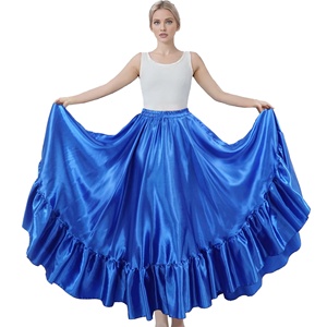Falda de Satén con Volantes para Danza del Vientre, Danza Española, Danza Folclórica Mexicana, Flamenco, Traje de Actuación - Product Image 4