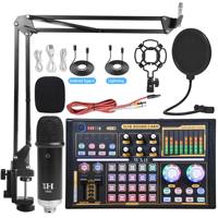 Équipement de podcast - Kit de microphone et table de mixage pour podcast, carte son avec effets, kit de démarrage YouTube