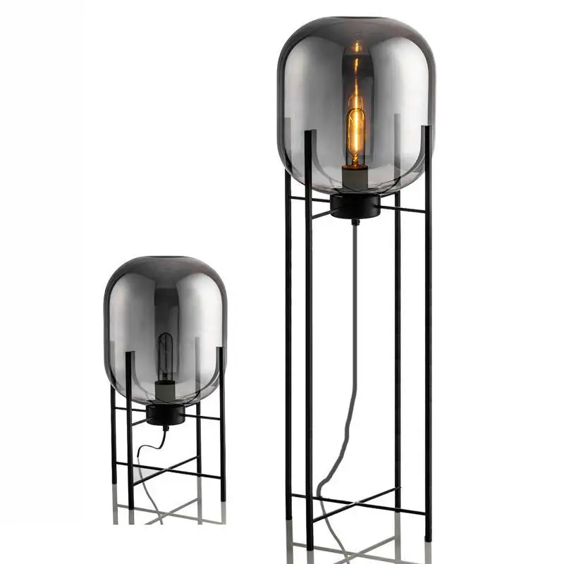 Postmoderne Eenvoudige Creatieve Rook Grijs Glas Leggs Led Vloerlamp Voor Huisdecoratie