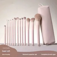Set Kuas Rias Peach Blossom Baru 18pcs, Kit Kuas untuk Eyeshadow, Blush, Contouring, dan Blending untuk Pemula, Koleksi Kuas Lengkap