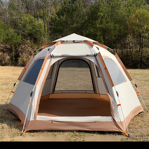 Tente hexagonale à ouverture rapide, tissu Oxford double couche pour la prévention des moustiques et des insectes, abri de camping familial pour 4 <span class=keywords><strong>personnes</strong></span> - Product Image 4