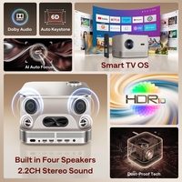 Nouveau projecteur LED portable commercial 2025 avec système Linux, Full HD 1080P, compatible 4K, 8500 lumens pour son stéréo HIFI officiel