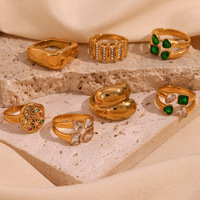 Bague cœur plaqué or 18 carats Bague ouverte d'été en zircon brillant à double couche Bijoux en acier inoxydable pour cadeau de fiançailles de mariage