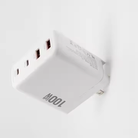 Pengisi Daya GaN Elektrik Laris Manis 100W PD QC3.0 USB Charger 2A+2C 4 Port Pengisian Cepat Pin Lipat Dapat Diganti Ponsel