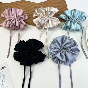 Wholesale French <b>Bow</b> Headband Solid Color Satin Fabric Large Hair Scrunches Latest Fashion Ribbon <b>Bow</b> Hair Bands - Product Image 1