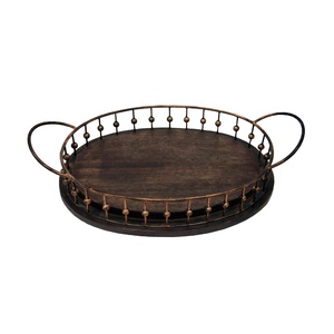 Élégant plateau de service rond en bois marron avec poignée pour la maison Restaurant Hôtel utilisation assiette décorative plat - Product Image 6