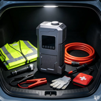 Démarreur de voiture portable 12V avec gonfleur de pneus, compresseur d'air multifonctionnel pour véhicules, booster de batterie d'urgence