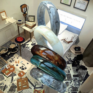 Women's Vintage Acetate Amber Patterned Acrylic Chunky <b>Bracelet</b> <b>Fashionable</b> <b>Bangle</b> - Product Image 3