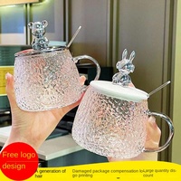 Bear Mark verre tasse à eau Glacier ménage résistant à la chaleur verre marteau motif tasse avec poignée ins cadeau tasse logo impression