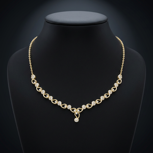 Collar llamativo de oro macizo de 14K/18K con diamantes cultivados en laboratorio, diseño de círculo pavé y gota abierta, joyería para mujer para aniversario o boda - Product Image 1