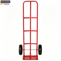 Carretilla de Mano de Acero OEM con Plataforma, Capacidad de Carga de 600 lb, Ruedas Neumáticas de 10 Pulgadas, Llanta de Acero con Recubrimiento en Polvo Rojo, Tubo de 25x1.2 mm, 1300x540x490 mm