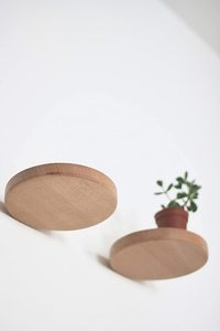 Estante de Pared Redondo de Madera, Estantes Colgantes de Madera, Decoración de Pared, Juego de 2 - Product Image 3