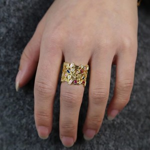 <span class=keywords><strong>Bague</strong></span> large rectangulaire plaquée or 2026, sertie de zircons cubiques arc-en-ciel, pour femme - Product Image 4