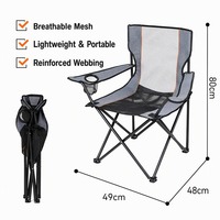 Chaise de camping portable avec dossier en maille respirante, chaise pliante légère pour l'extérieur, la plage, la pêche, le parc, le jardin