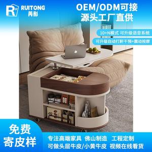 Denlais Coffee <b>Table</b> Movable <b>Side</b> <b>Table</b> With Wheels Storage Living Room Tea Cart <b>Marble</b> <b>Top</b> Small Apartment Furniture - Product Image 5