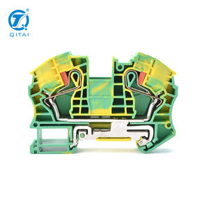 Bloc de bornes industriel QPT-16PE à branchement rapide sur rail DIN, pour courant élevé, avec cage à ressort à 2 contacts pour câbles électriques - Product Image 1