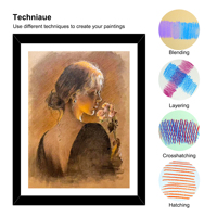 KALOUR-Lápiz de color profesional, tintes suaves de piel de carbón en colores pastel, estuche de hojalata para dibujar y dibujar con colores vivos, 24 unidades