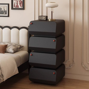Retro Style Trendy Cabinet Solid Wood <b>Storage</b> Four Drawer <b>Chest</b> Bedroom Bedside Table - Product Image 2