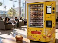 Máquina Expendedora de Comida Caliente Avanzada, Máquina Expendedora de Fideos Instantáneos de Autoservicio con Dispensador de Agua Caliente para Venta Minorista las 24 Horas