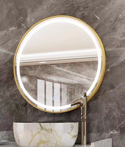 <span class=keywords><strong>Espejo</strong></span> de Baño <span class=keywords><strong>Redondo</strong></span> con Marco Dorado, <span class=keywords><strong>Espejo</strong></span> de Vanidad Inteligente con Retroiluminación LED Antivaho, Montado en la Pared - Product Image 3