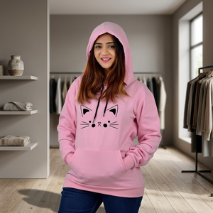 Sweat-shirt à capuche rose motif chat pour homme, coupe oversize décontractée, en polaire, avec poche avant, design dessin animé, écologique, respirant, hiver - Product Image 4