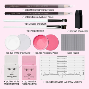 Kit de Maîtrise des Sourcils pour Débutants Microblading avec Pochoirs, Encre, Gel Sourcils, Lame, Pinceau, Règle – Outil pour Académies de Formation - Product Image 1