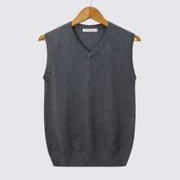 Chaleco de Punto Fino sin Mangas Estilo Preppy, Unisex, Cuello en V, Color Sólido, Combinable con Todo, Poliéster, Todas las Temporadas, Disponible