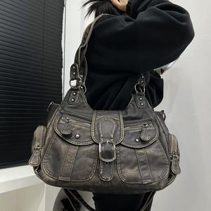 Bolso <span class=keywords><strong>de</strong></span> Motocicleta Retro Europeo y Americano, Estilo Lavado, para Chicas, Gran Capacidad, Maillard Y2K, Bolso Cruzado Diagonal - Product Image 3