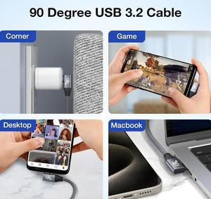 240W 4K Video USB C Cáp màn hình, góc bên phải USB C sét Cáp 20gbps dữ liệu cho usb4 - Product Image 6