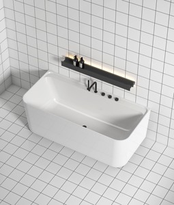 Baignoire autoportante en acrylique de luxe contemporaine pour hôtel avec système de drainage - Product Image 1