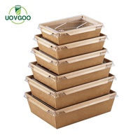 Nouveauté Emballage à emporter Déjeuner Snack Cookie Poulet frit 1200ml Boîte alimentaire en papier kraft personnalisée avec couvercle transparent