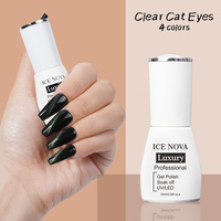 ICE NOVA Clear Cat Eye Gel Polish Caméléon 3d Magnétique Clair 4 Couleurs Cat Eye Powder Shift Hema/Tpo Free for Summer Pigment Diy