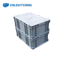 Conteneur Euro en plastique robuste 600x400x220mm, boîte logistique à parois droites solides, trous de verrouillage de sécurité, fond antidérapant pour convoyeur