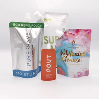 Sachets à bec verseur 50ml 100ml, sachets de recharge cosmétiques pour savon liquide, sachets à bec verseur mats à fond plat
