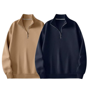 Ensemble de sweat-shirts à col montant en polaire pour homme, doux, chaud, décontracté, fabricant OEM ODM - Product Image 1