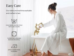 Custom White <b>Waffle</b> Breathable Hotel Bath Robe 100% Cotton Slippers Set Unisex with Logo - Product Image 4