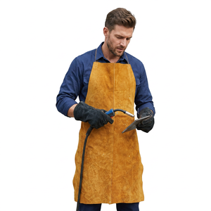 Leather Bib Apron <b>Fire</b> Resistant Workwear for Welding and Metalwork Protection - Product Image 1