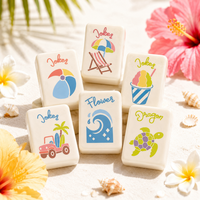 Jeu de Mahjong américain en acrylique massif, 166 tuiles, sur le thème du paradis de la plage et du surf, avec planche de surf et tortue, OEM sur mesure