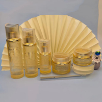 Juego de botellas de vidrio de lujo para cosméticos, frasco de crema de vidrio vacío y bomba de pulverización, conjunto de cuidado de la piel, loción de crema facial