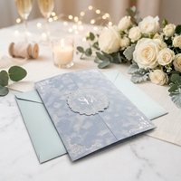 Ensemble de porte-cartes d'invitation de mariage personnalisables en velours à double pli, avec enveloppe, style européen, finition gaufrée, sérigraphie