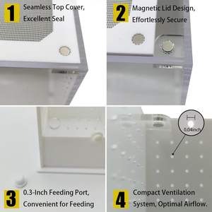 Petit Terrarium Araignée 4.7 \ "X 3.9 \" X 7.8 \ "pour Araignées Sauteuses Mante Priante Autres Invertébrés Présentoir pour Arboréal - Product Image 3