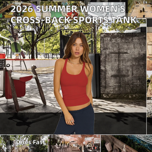 2026 Summer New Women's Casual Sports <b>Top</b> Work <b>Cross</b>-back Vest Yoga Fitness Room Ribbed Sleeveless Knitted Tank <b>Top</b> Quick Dry - Product Image 2