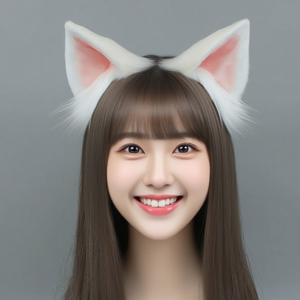 E0021 Bandeau d'oreille d'animal fait à la main pour Cosplay Ahri inspiré cerceau de cheveux en fausse fourrure accessoire de costume d'anime Halloween et fête à thème - Product Image 2