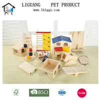En bois Mini mignon animal de compagnie cochons d'inde Rat lapins jouets pin monocycle rouleau jouets à mâcher