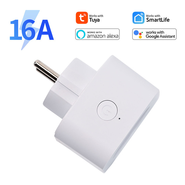Tuya 16A Smart Plug with WiFi Outlet EU Standard Home Automation Electrical Wall Socket Remote Control Plug Type