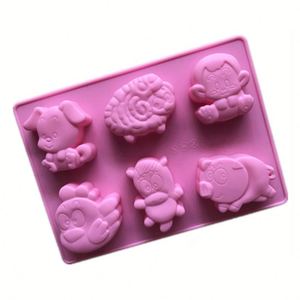Molde de silicona con forma de perro, oveja, mono, gallina, cerdo para pasteles, velas, jabones y resina, muestra gratuita de fábrica, OEM/ODM - Product Image 3