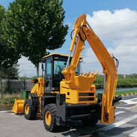 Trattore 4x4 Affidabile con Caricatore e Retroescavatore, Mini Escavatore per Agricoltura, Costruzioni e Manutenzione Municipale