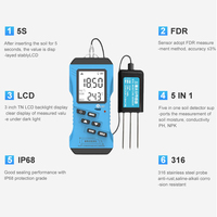 Sensor de Humedad, Temperatura y Conductividad Eléctrica del Suelo Sentec Sem2270 RS485 Modbus 2-5V, Transmisor y Probador de EC para Plantas